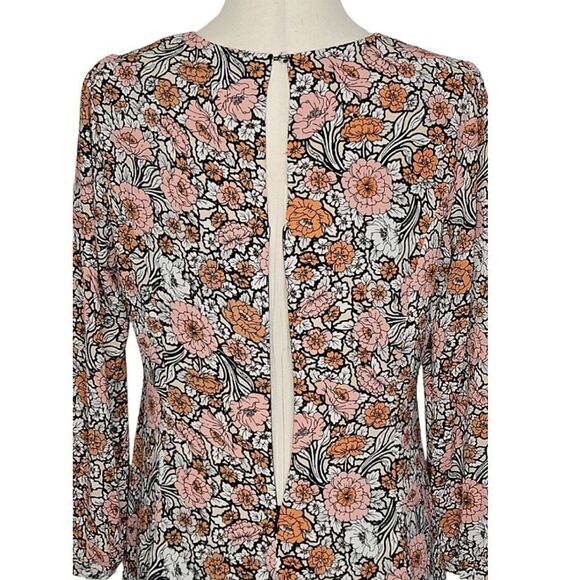 Anthropology HD In Paris Floral Patterned Keyhole 3/4 Sleeve Dress Size SP - Picture 7 of 11